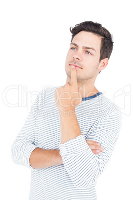 Thoughtful man with hand on chin