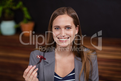 Woman eating a cake