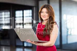 Beautiful businesswoman young woman using laptop