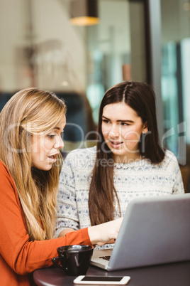 Friends using laptop together