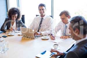 Businesspeople in conference room during meeting