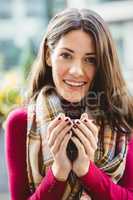 Woman drinking a cup of coffee