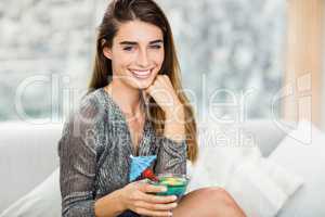 Portrait of beautiful woman having mocktail