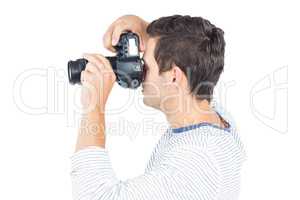 Man taking picture with professional camera