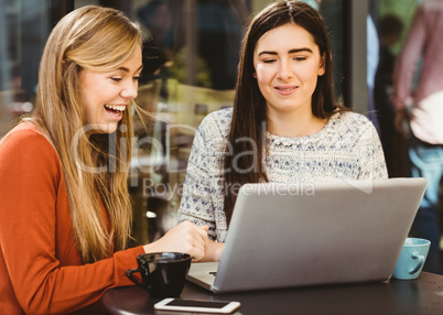 Friends using laptop together