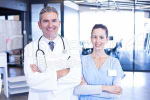 Portrait of doctor and nurse standing together