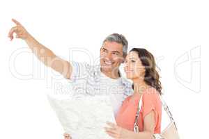 Happy couple with map