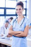 Portrait of female doctor smiling at camera