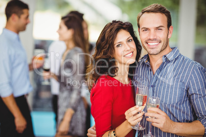 Romantic couple having drinks