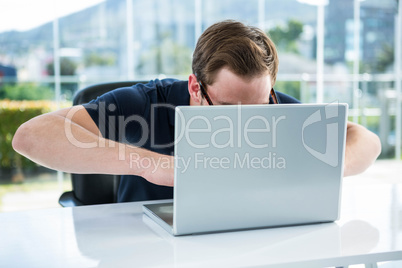 Handsome man using laptop