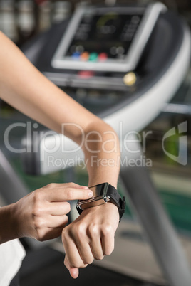 Woman using smart watch