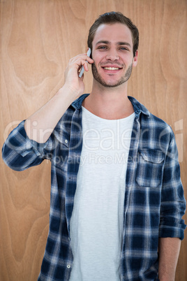 Handsome hipster on the phone