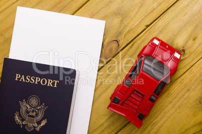 Passport travel with car model