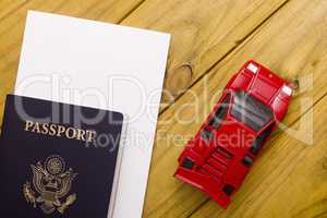 Passport travel with car model