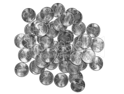Black and white Dollar coins 1 cent wheat penny Black and white Dollar coins 1 cent wheat penny