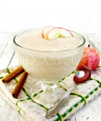 Jelly airy apple in glass bowl on board