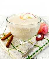 Jelly airy apple in glass bowl on board