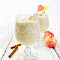 Jelly airy apple in wineglass on table