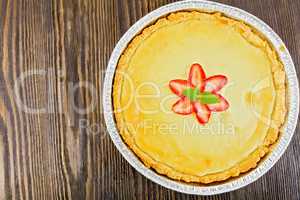 Pie strawberry with sour cream whole on board top