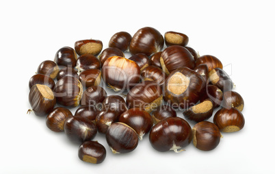 fresh chestnuts over white