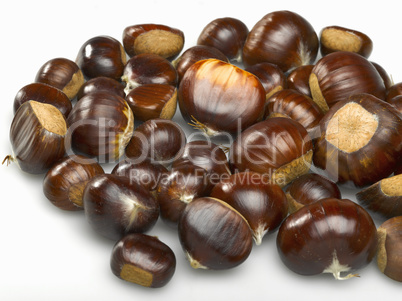 fresh chestnuts over white