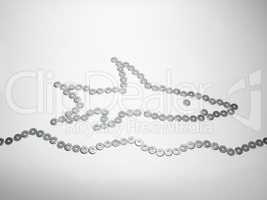 the symbol of the fish on waves, made of flat washers