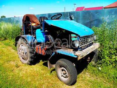 a homemade vehicle, assembled from parts of old cars
