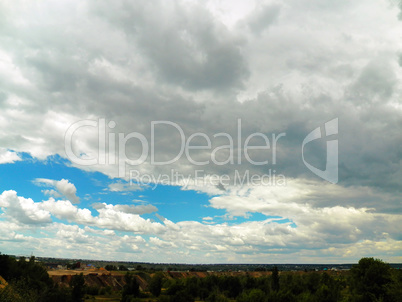 Panorama of great sand pit under a picturesque sky