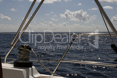 aboard a sailing yacht on hot summer day