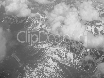 Black and white Clouds on Alps