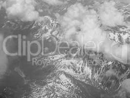 Black and white Clouds on Alps