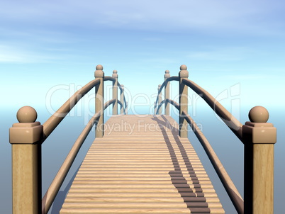 Wooden bridge to the sky - 3D render