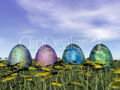 Colorful eggs for easter - 3D render