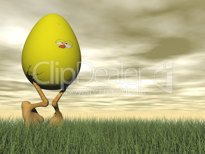 Easter yellow egg - 3D render