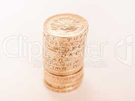 Pound coin pile vintage