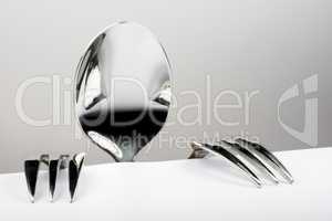 Figure of spoon and two forks.