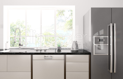 Modern kitchen interior 3d render