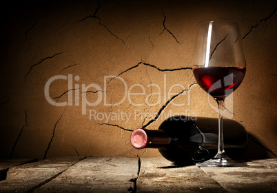 Wine and cracked wall