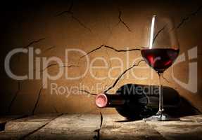 Wine and cracked wall