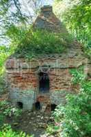 Very old and damaged brick furnace