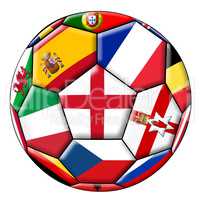 Soccer ball with various flags