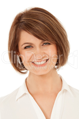 Cheerful adult woman smiling at camera