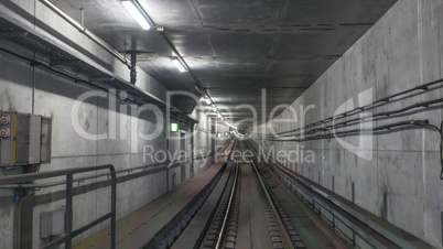 Subway rails in tunnel