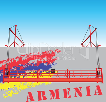 On the wall of the Armenian flag