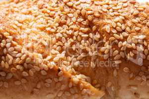Loaf with sesame seeds background