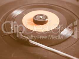 Vinyl record on turntable vintage