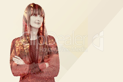 Composite image of hipster woman with arms crossed