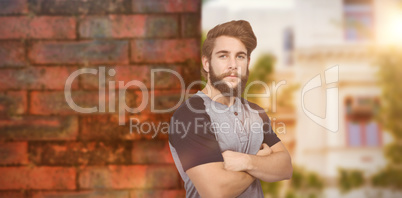 Composite image of portrait of confident hipster