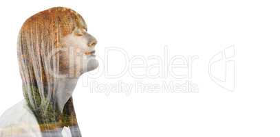 Composite image of side view of a hipster businesswoman