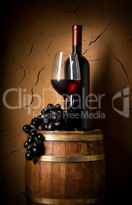 Wine on barrel in cellar